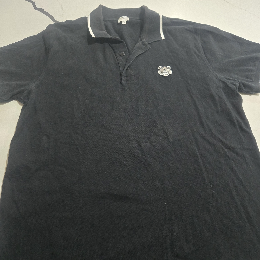 Kenzo Men's Black Polo Shirt with Contrast Collar - Classic Casual